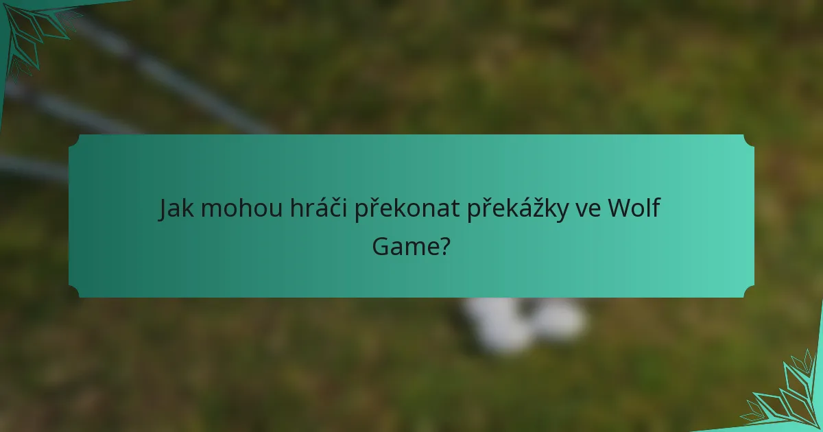 Jak mohou hráči překonat překážky ve Wolf Game?