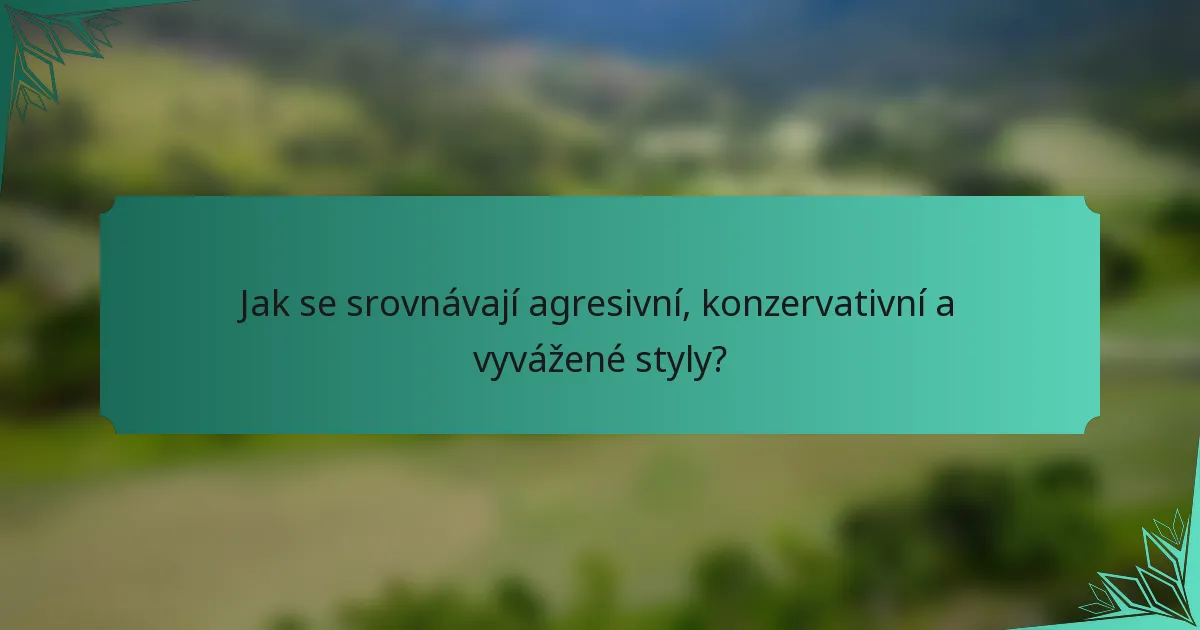 Jak se srovnávají agresivní, konzervativní a vyvážené styly?